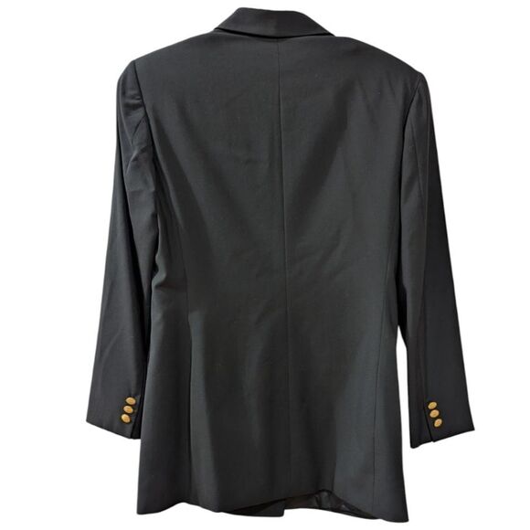 Faconnable Italy Women's 8 Black Double Breasted Wool Blazer with Gold Buttons - Picture 2 of 8